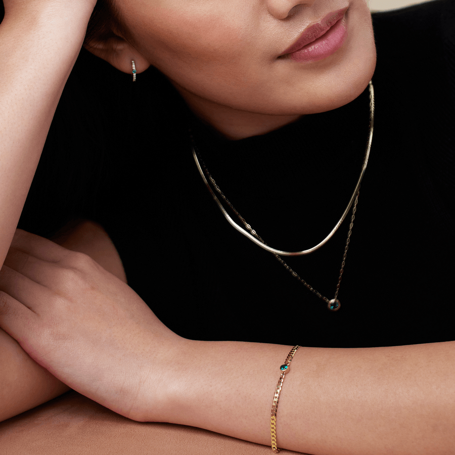 .07 CTW Diamond Curb Link Bracelet — 14K Solid Gold