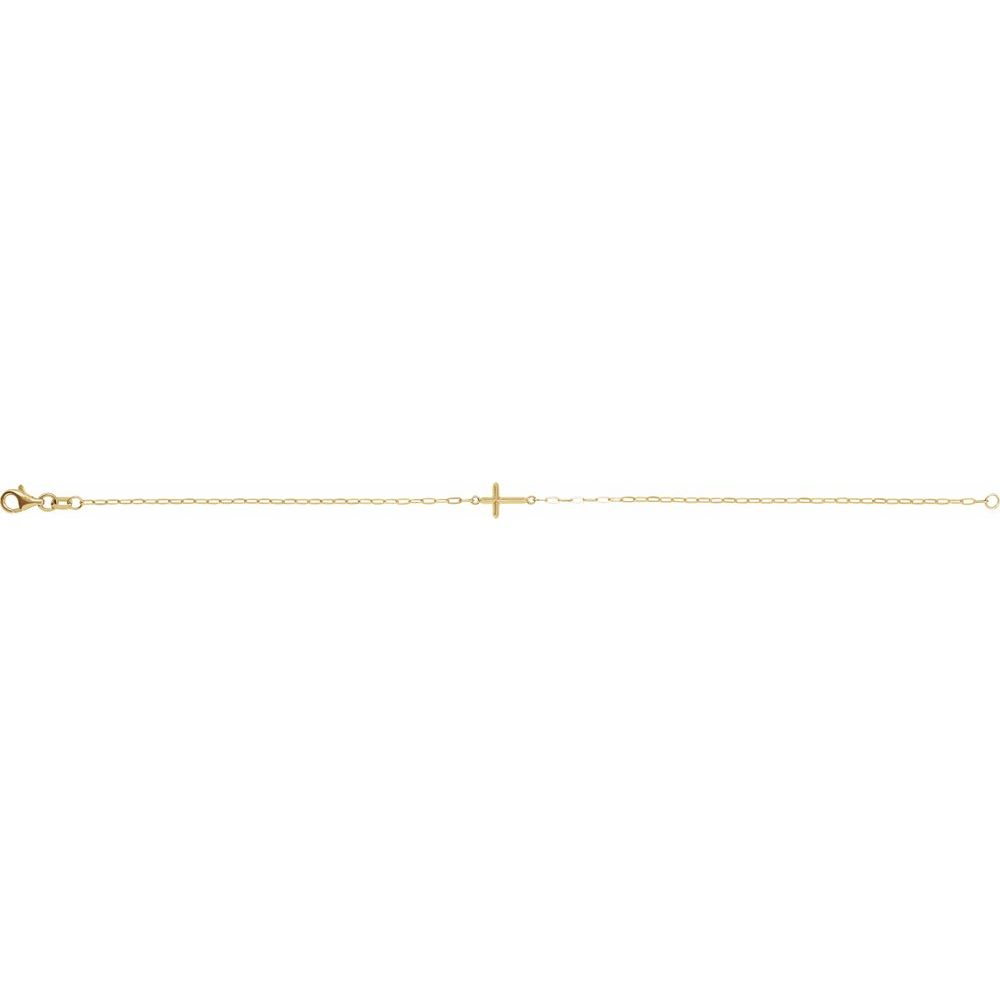 Sideways Cross Bracelet – 14K Solid Gold