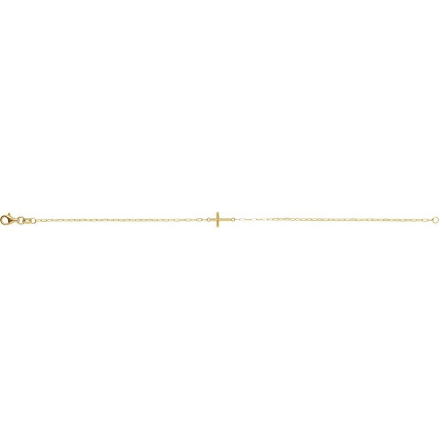 Sideways Cross Bracelet – 14K Solid Gold