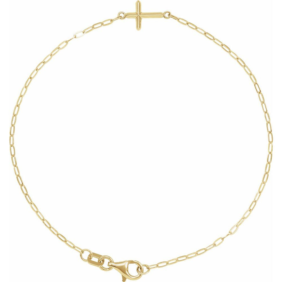 Sideways Cross Bracelet – 14K Solid Gold