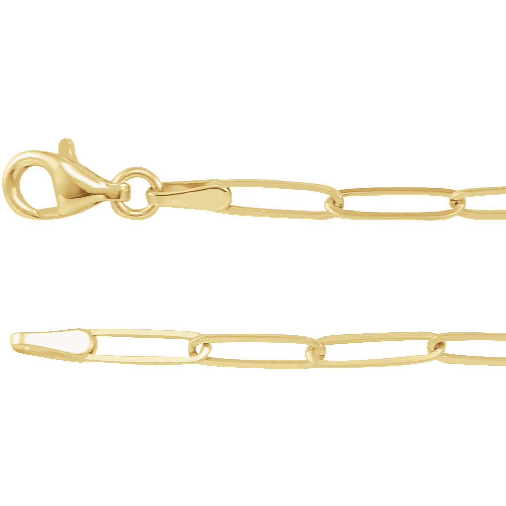 2.6 mm Solid Gold Paperclip Chain – 14K Gold (16" or 18")