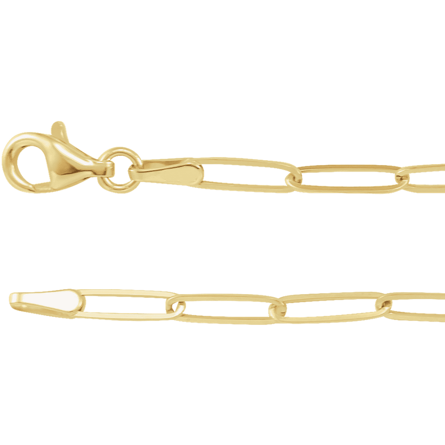 2.6 mm Solid Gold Paperclip Chain – 14K Gold (16" or 18")