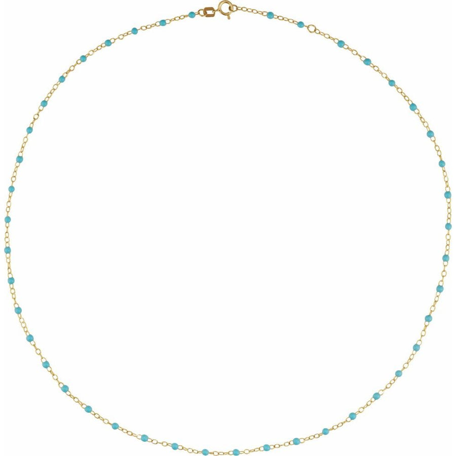 Enamel Bead Chain – 14K Yellow Gold, Adjustable