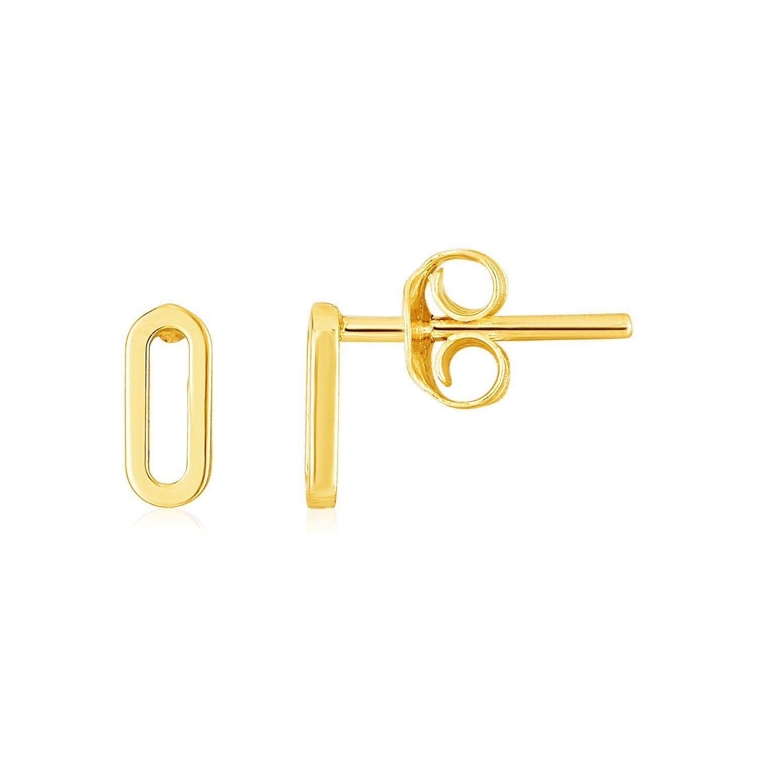 Paperclip Link Stud Earrings – 14K Yellow Gold