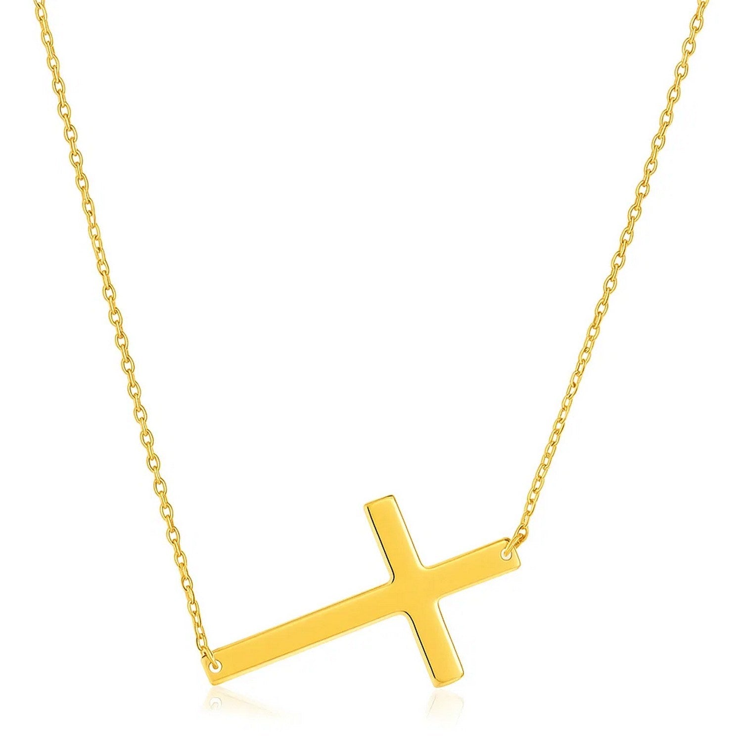 Plain Cross Motif Necklace – 14K Yellow Gold