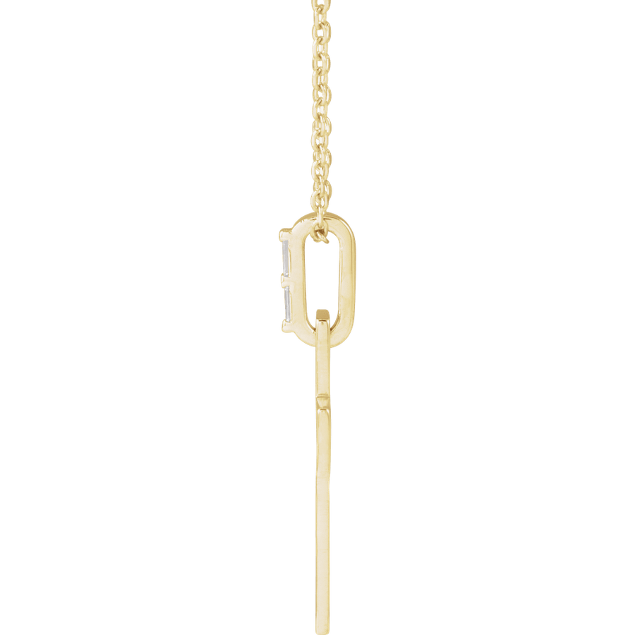 Diamond Baguette Cross Necklace (16–18")