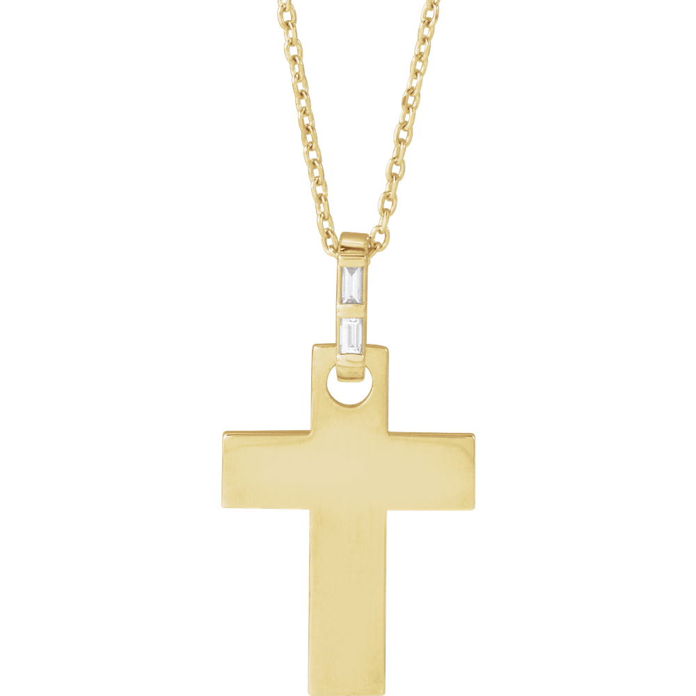 Diamond Baguette Cross Necklace (16–18")