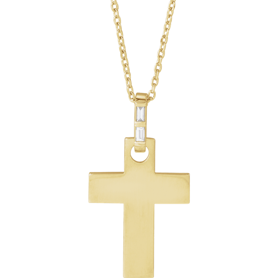 Diamond Baguette Cross Necklace (16–18")