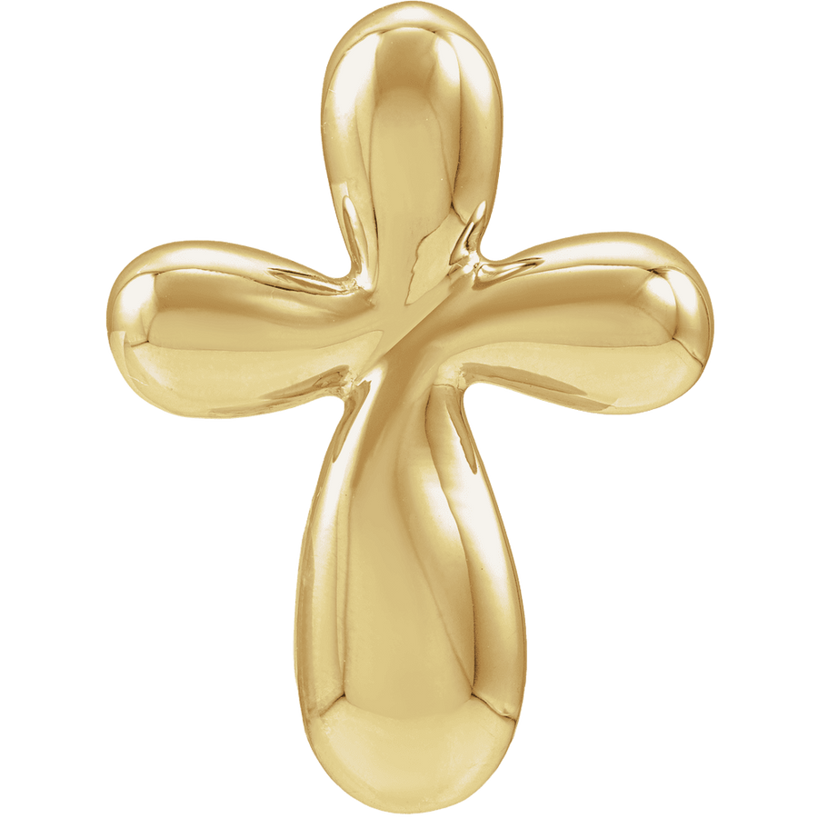 Puffed Cross Pendant — 14K Solid Gold